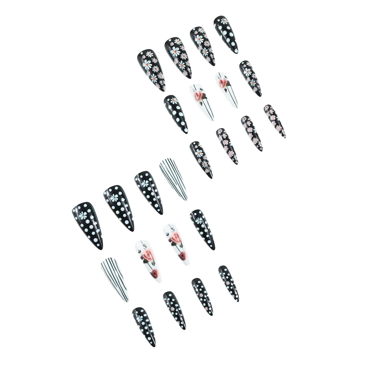 Transform Your Nails With 24pcs Extra Long Stiletto French Style Modern Classic Simple BLACK Solid Color Full Cover Fake Nail Ki