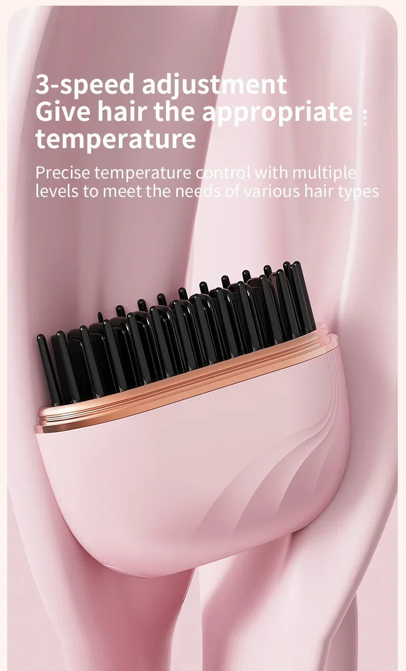 Portable Wireless Straightening Comb Mini USB Rechargeable Hair Straightener Brush Multifunctional Gentle Hair Styling Accessory For Travel Daily Use