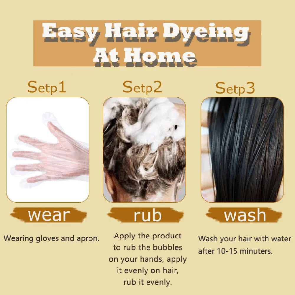3 in 1 Black Hair Dye Shampoo for Gray Hair Home Herbal Hair Coloring Cream for Men Women Cover White Nourishing Formula 500ml