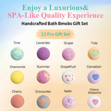 Bath Treat Gift Set - 12 Pack Handmade Natural & Organic Ingredients, Spa Relaxing Gifts for Women & Men, Aromatherapy Bubble Ba