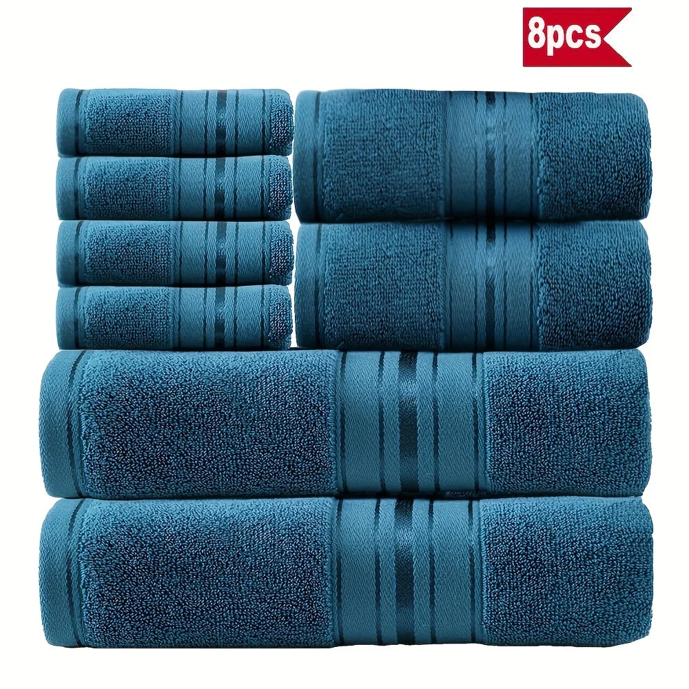 8 Piece Luxury Towel Set – Majestic Plush, Super Absorbent & Quicker-to-Dry, Thick 100% Ring Spun Cotton Towels for Bathroom, Spa & Hotel – 2 Bath, 2 Hand, 4 Washcloths