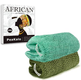 PeaKalo Authentic African Net Sponge-2Pcs Exfoliating Bath Shower Loofah Sponge, Gentle Back Scrubber for All Skin Types,Durable