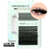 GROINNEYA Lash Clusters Kit Spikes Lash Individuals Eyelash Clusters D-Curly Lash Clusters Kit with Bond and Seal Makeup