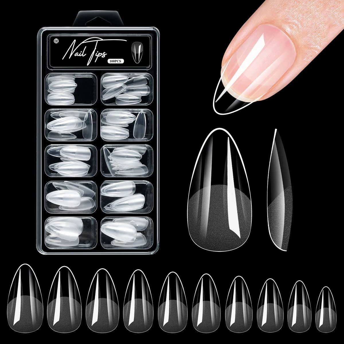 100/320/600Pcs Short Almond Nail Tips Soft Gel Nail Tips Full Cover False Nail Tips For Acrylic Nails  Salon Home Press On Nails