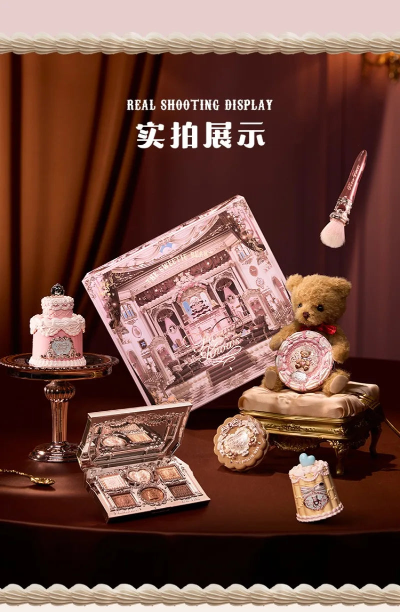 Flower Knows SWEETIE BEAR Makeup Box Gift Set All In One Perfume Shimmer Eye Shadow Palette Blush Lip Jelly Box 10 PCS