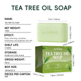 Tea Tree Oil Soap Bar for Men & Women, Deep Cleansing, Soothing for Dry Skin, Body Odor Care, Exfoliates & Firms Skin, 100g