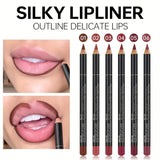 Pudaier 6-Color Waterproof Matte Lip Liner - Long-Lasting, Non-Transfer Formula, Matte Finish, 6 Versatile Shades