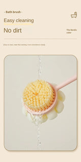 Two Sided Shower Body Brush Silicone Long Handle Bathroom Wash Brush Bathing Massage Back Body Exfoliating Brush Bath Supplies