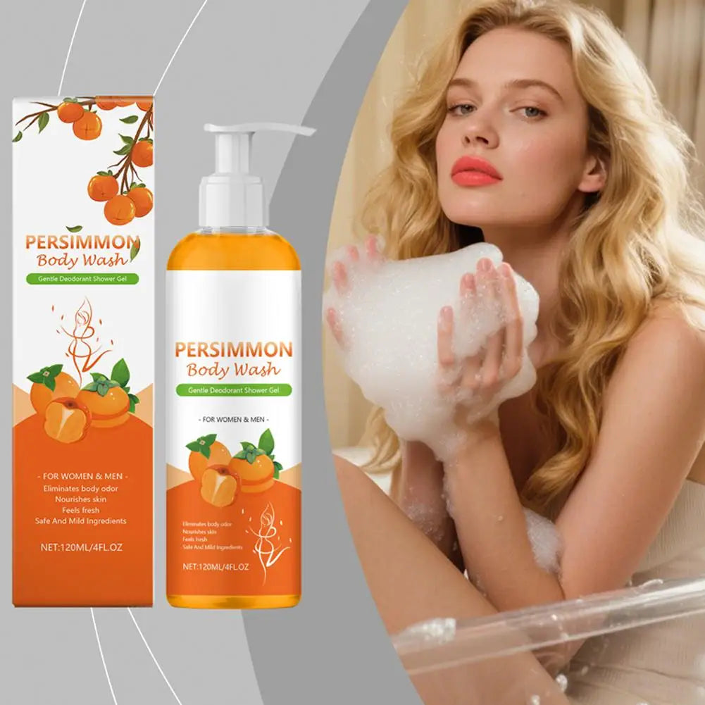 Persimmon Shower Gel Persimmon Extract For Men and Women Gentle on All Skin Types Deodorizing Soap Rose Scent