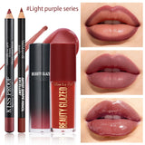 4Pcs/Set Velvet Lip Combo, Matte Lip Liner, Lip Oil Nude Gloss, Long-lasting Waterproof, Sophisticated Lip Look