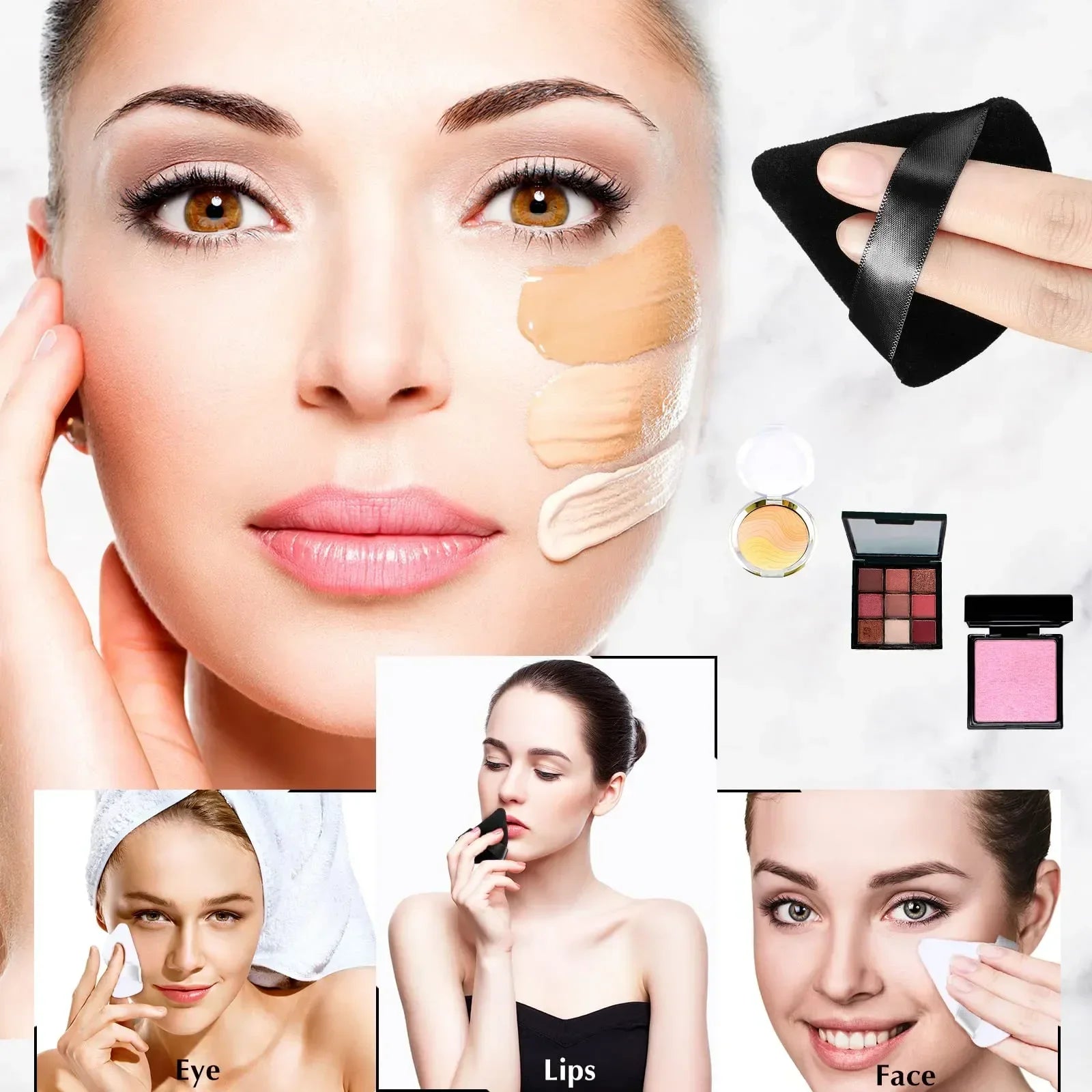 Black Triangle Velvet Powder Puff Soft Foundation Makeup Sponge Portable Household Cosmetic Beauty Accessory