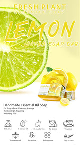 Handmade Kojic Acid Soap with Loofah 100g Lemon Lavender Rose Turmeric Essential Oil Bath Bar New Design Exfoliating Cleansing