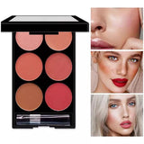 6-color Blush and Contouring All-in-one Palette Pearlescent Matte Powder Face Blusher Glitter Highlighter Blush Makeup Palette