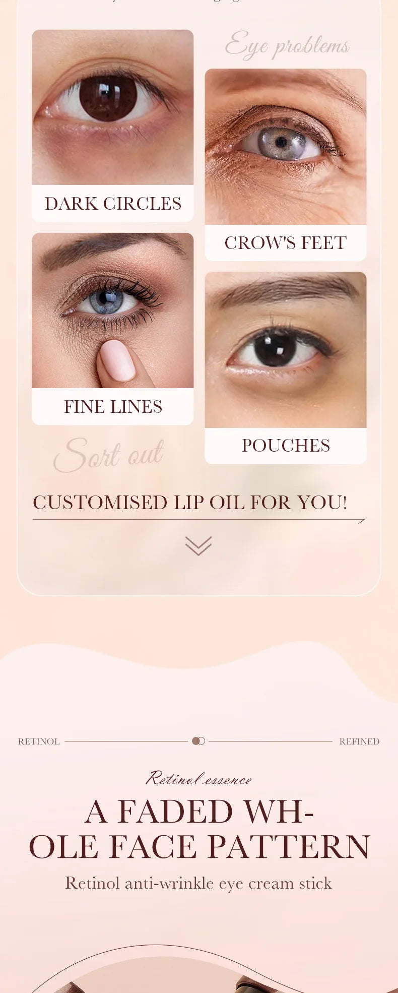 Retinol Eye Cream Stick Anti Dark Circles Under the Eyes Remove Eye Bags Moisturizing Firming Eyes Skin Care Products