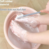 Ergonomic Long Handle Foot Scrub Brush, Soft Silicone Toe Cleaner, Exfoliating Foot Massage Bath Brush