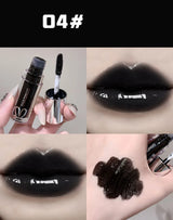 1Pc Lip Gloss Mirror Moisturizing Gothic Pure Black Silver Fine Flash Low Saturation Lip Glazed Lasting Lip Makeup Halloween