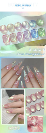 BORN PRETTY 10ml Green Cat Magnetic Gel Ultra Shine Holographic Glitter Semi Permanant Soak Off UV LED Gel Varnish For Manicure