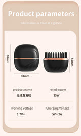 Portable Wireless Straightening Comb Mini USB Rechargeable Hair Straightener Brush Multifunctional Gentle Hair Styling Accessory For Travel Daily Use