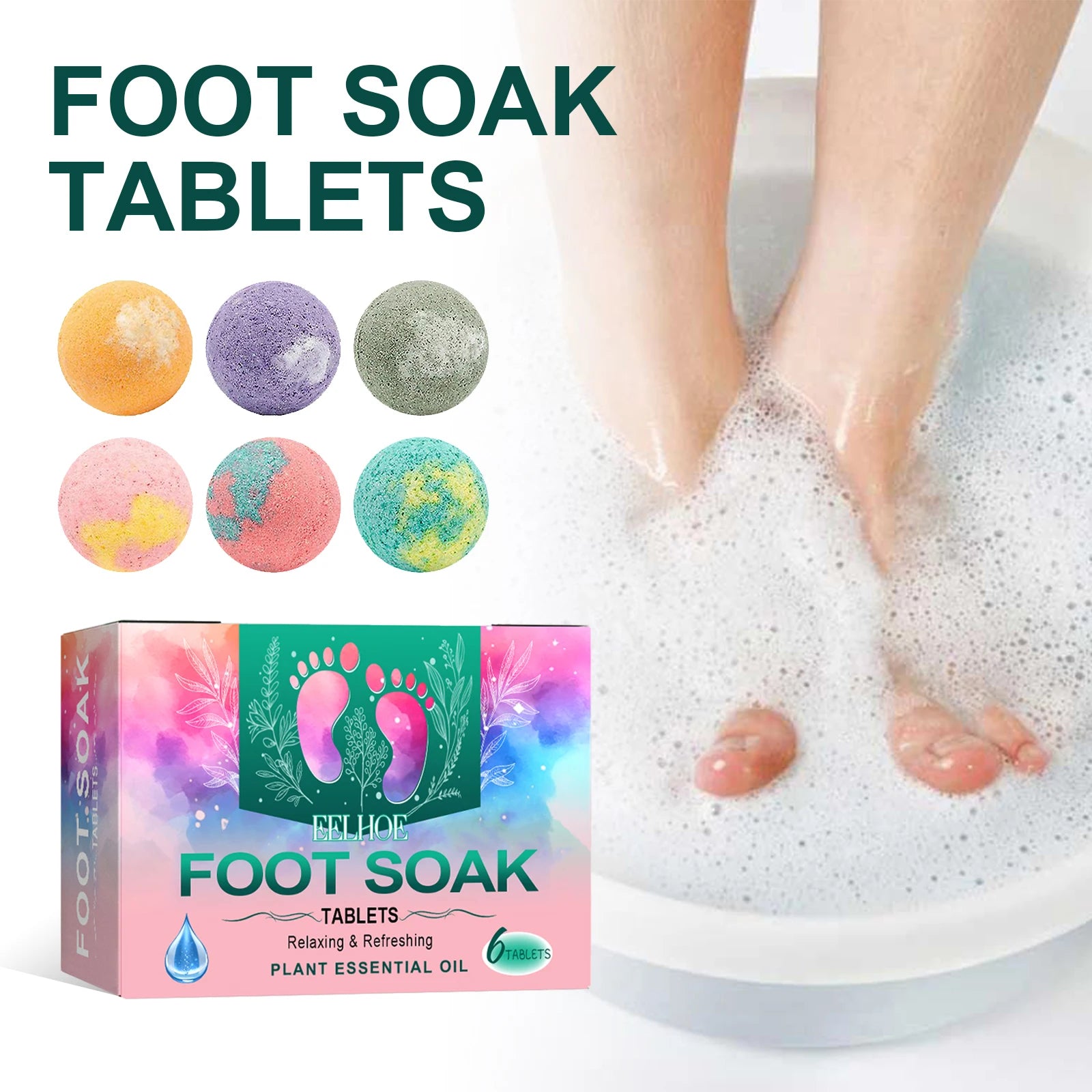 Bubble Foot Bath Ball Exfoliating Moisturizing Relief Stress Fragrances Aromatherapy Shower Bathing Foot Spa Foot Bath Salt 6pcs