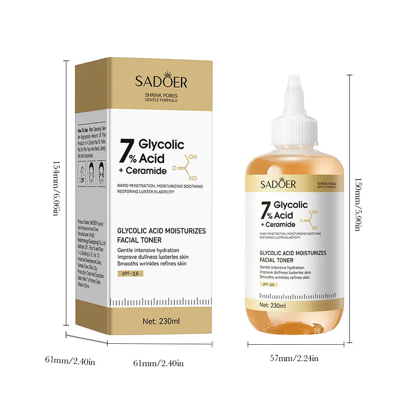 SADOER Glycolic Acid Toner Face Serum Facial Skincare Moisturizing Facial Toner Firming Nourishing Face Essence Skin Care