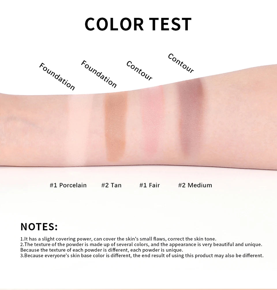 Demi Matte Natural Finish Baked Brighten Color Correcting Powder Foundation Buildable Light to Coverage Oil Control Makeup