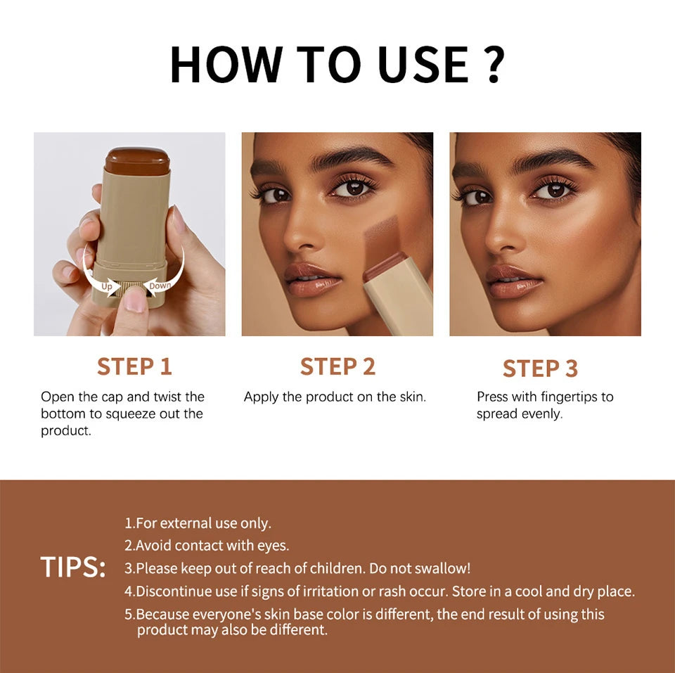 Skin Tint Foundation Stick Moisturizing & Non-Sticky Concealer Base Foundation Boosted Smooth Makeup Stick Woman Cosmetics