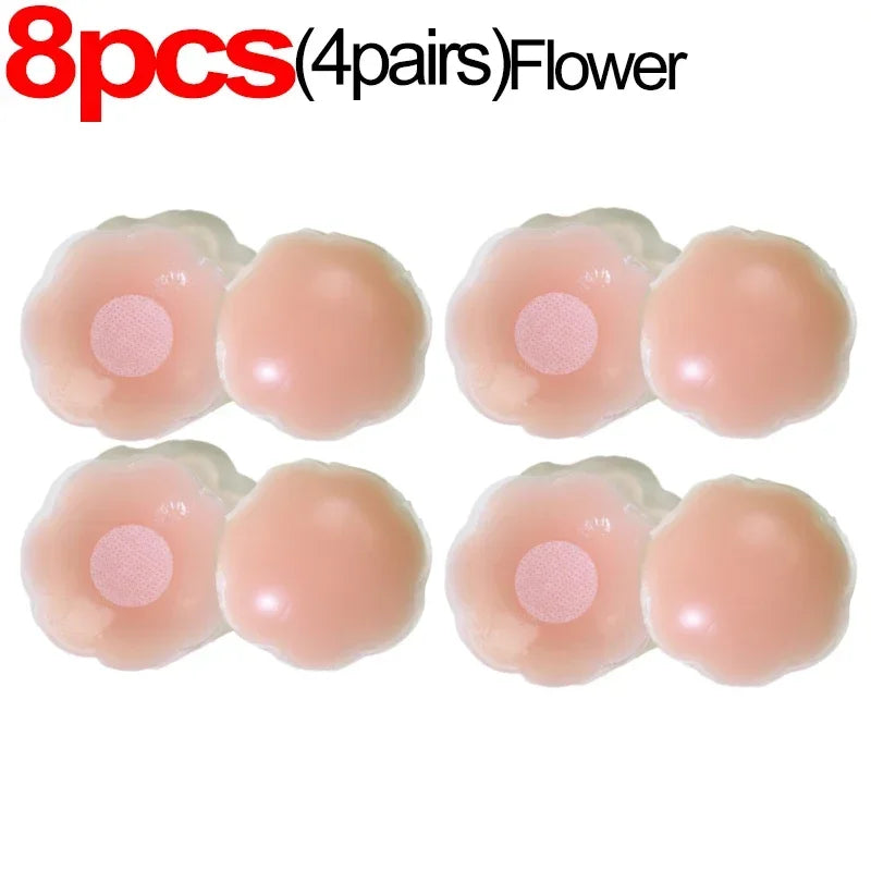 2/10pcs Invisible Nipple Cover Stickers Self-adhesive Chest Breast Petals Silicone Lift Up Paddings Reusable Women's Patch Bra