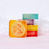 Handmade Kojic Acid Soap with Loofah 100g Lemon Lavender Rose Turmeric Essential Oil Bath Bar New Design Exfoliating Cleansing
