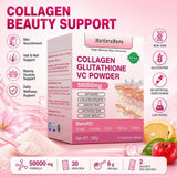 Collagen Peptides Glutathione Vitamin C Powder 30 Sachets, Marine Collagen Drink Mix for Beauty Wellness Support Adults 180g