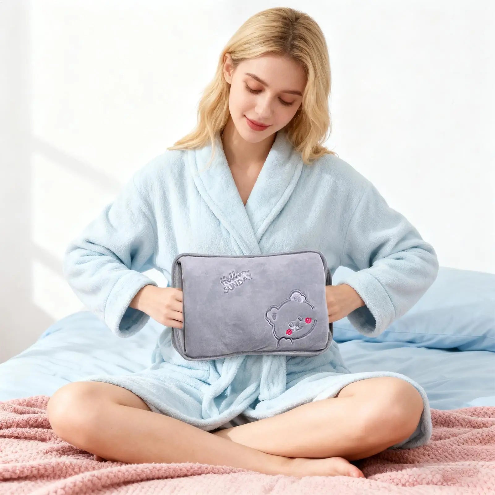 Rechargeable Electric Hot Water Bottle Hand Warmer Heat Pad for Period Cramps Muscle Pain Back Neck Shoulder Legs Home Office