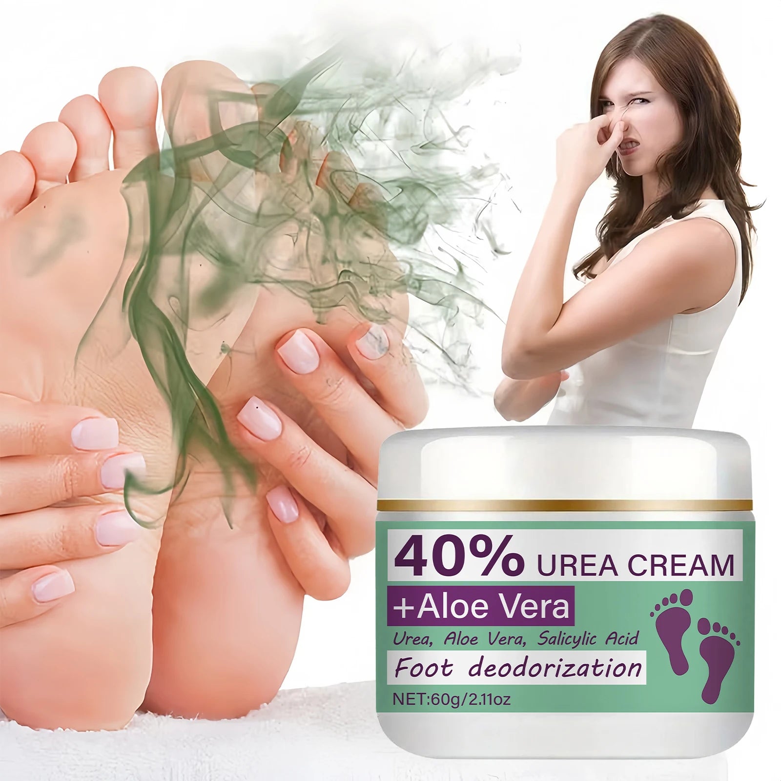 Foot Deodorant Cream - Powerful Odor Removal and Sweat Protection, Ergonomic Tube Design for Precise Application, Suitable for Daily Use and for Refreshing Your Feet Anytime