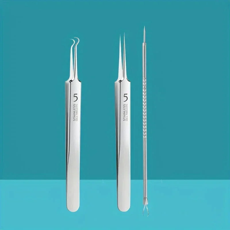 Optional 4Pcs 7Pcs 8Pcs Stainless Steel Skin Care Tool Set For Blackhead And Pimple Household Salon Grooming Accessory