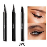 Black waterproof, sweat-proof, and smudge-proof eyeliner creates a natural look and glides on quickly and easily.