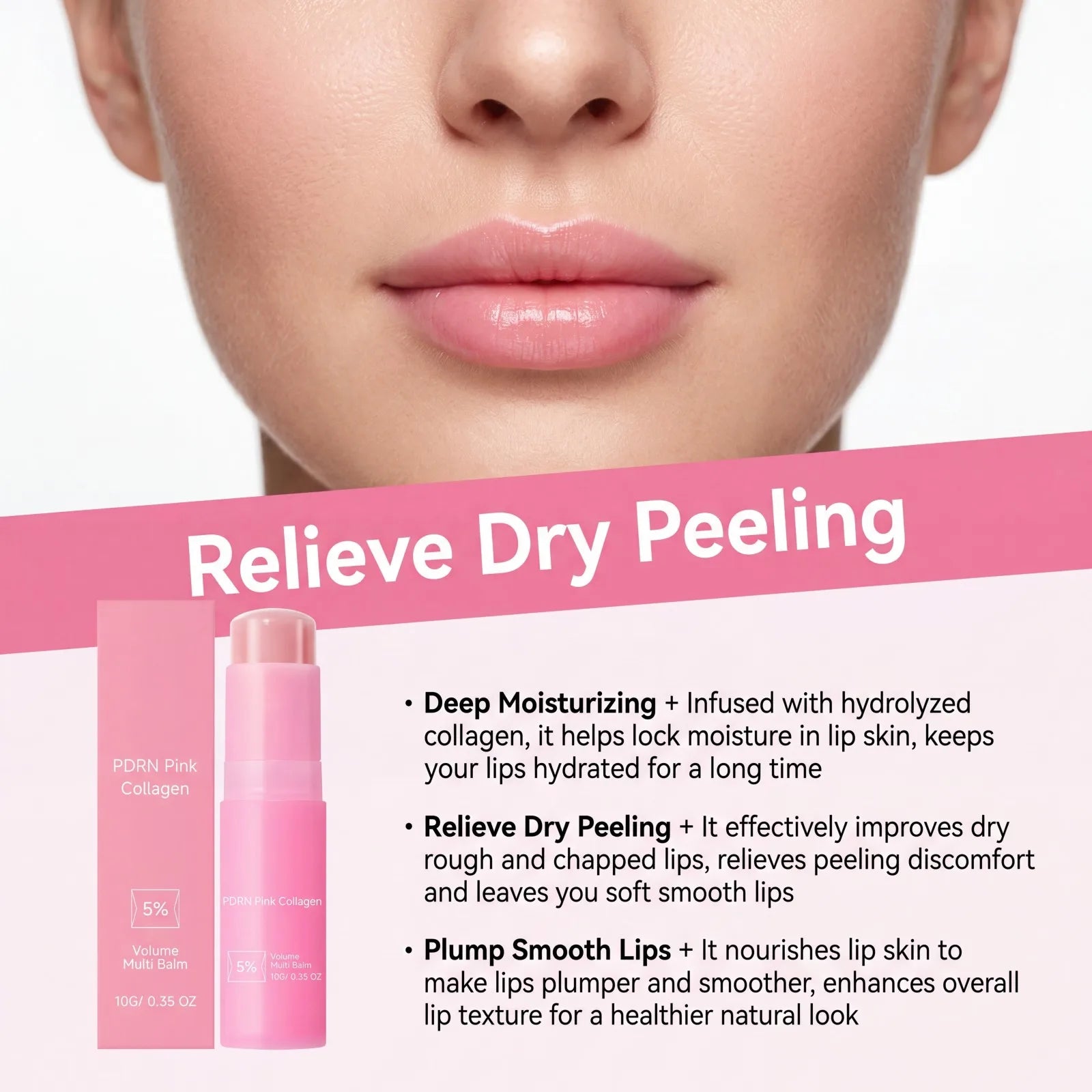PDRN Pink Collagen Volume Multi Balm Stick&Serum 5% Volufiline Hydrating Firming Repair Balm for Face Neck Eye Area Skincare