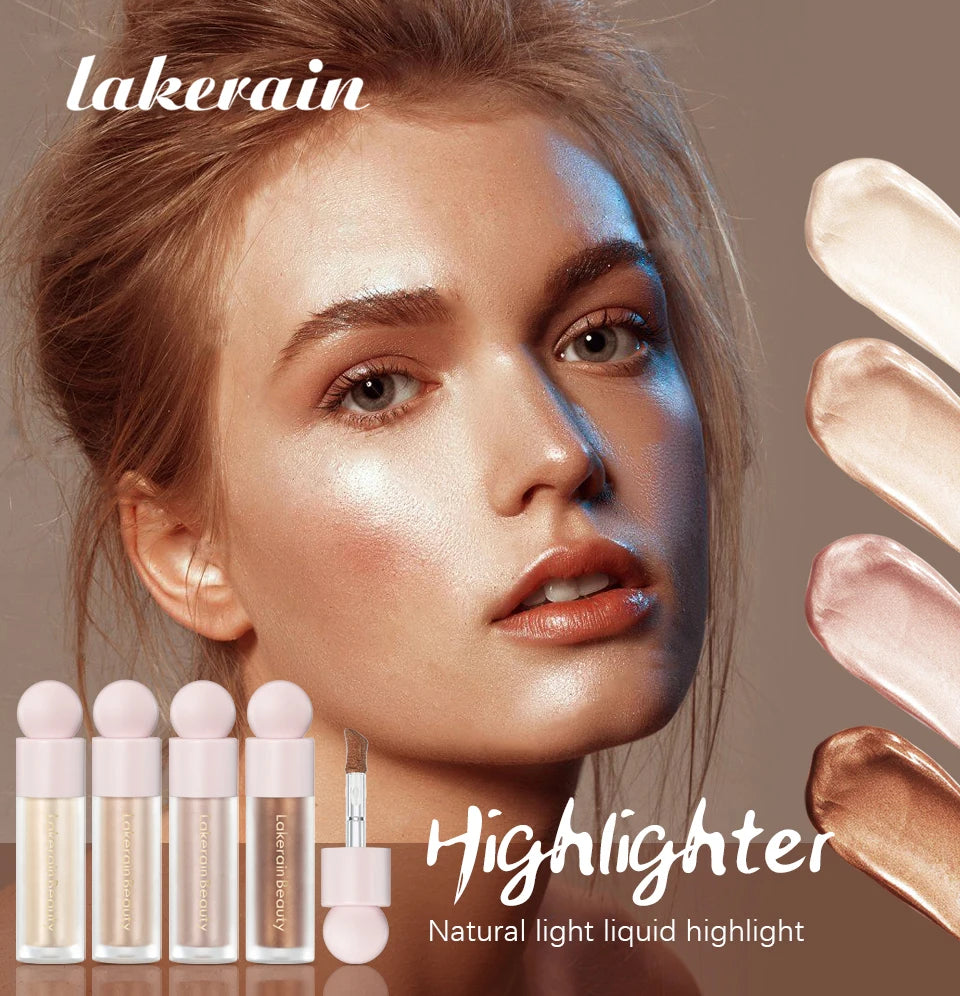 4Color Face Liquid Highlighter Bronzer Contouring Highlight Fluid Makeup Face Shimmer Shine High Lighter Iluminador Maquillaje