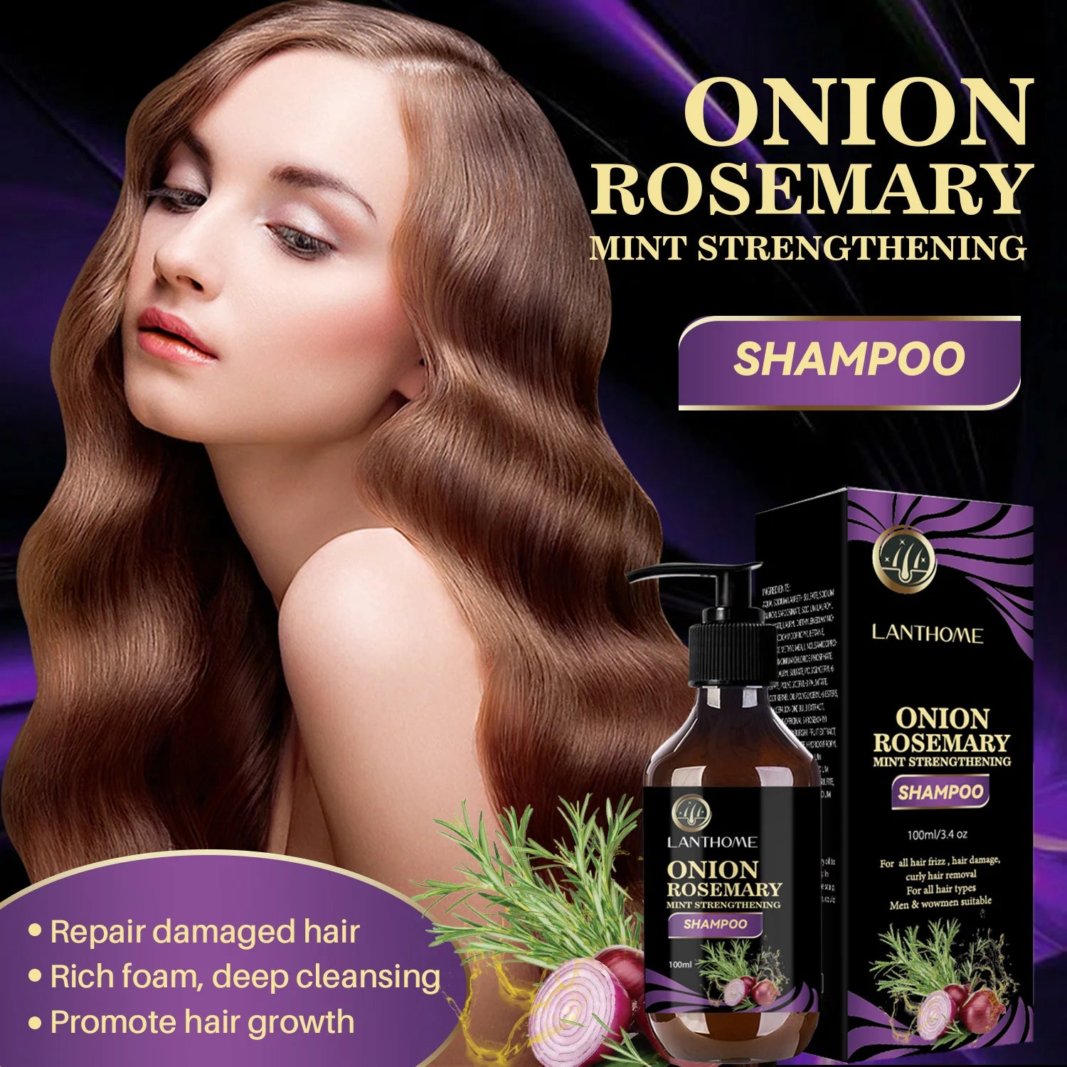 Hair Shampoo For Fast Hair Growth Rosemary Onion Hair Regrowth Shampoo Anti Hair Loss Effective Within 7 Day Hair Care Spray