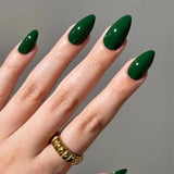 24Pcs Simple Wine Red Fake Nail with Mid-length Design Almond Press on False Nails Wearable Round Head Oval Full Cover Nail Tips