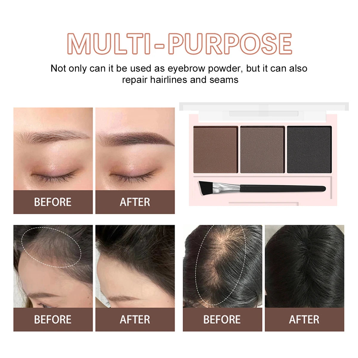 Three-color eyebrow powder shadow three-dimensional eyebrow shape waterproof and sweat-proof natural long-lasting eyebrow powder
