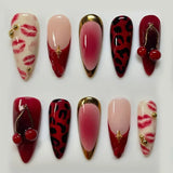 24Pcs Pink Jelly Long Stiletto 3D Flower Pearl Glazed Glass Press On Nails Sweet Style DIY Manicure