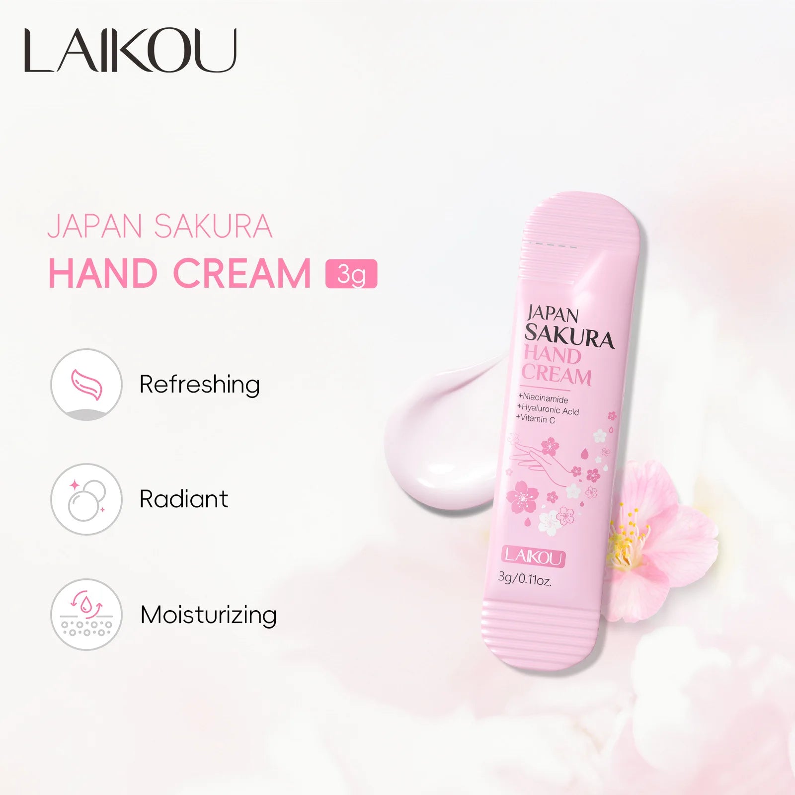 LAIKOU Cherry Blossom Hand Cream Moisturizing Nourishing Brightening Hydrating Hand Lotion Creams Intensive Repair Hand Balm