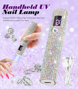Mini Handheld UV LED Nail Lamp With Diamonds Portable Nail Dryer For Curing Gel Polish With Display Manicure Machine