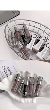 1Pc Lip Gloss Mirror Moisturizing Gothic Pure Black Silver Fine Flash Low Saturation Lip Glazed Lasting Lip Makeup Halloween