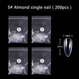 TSZS 200pcs Short Medium Oval Almond Square Fake Nails Full Cover Single Size Acrylic Clear Art Tips For Display Stick-On Nail
