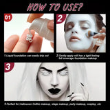 White Liquid Foundation, Full Coverage Heavy Duty Coverage, Creamy Liquid Formula for Goth Makeup, Cosplay, Long-Lasting Matte