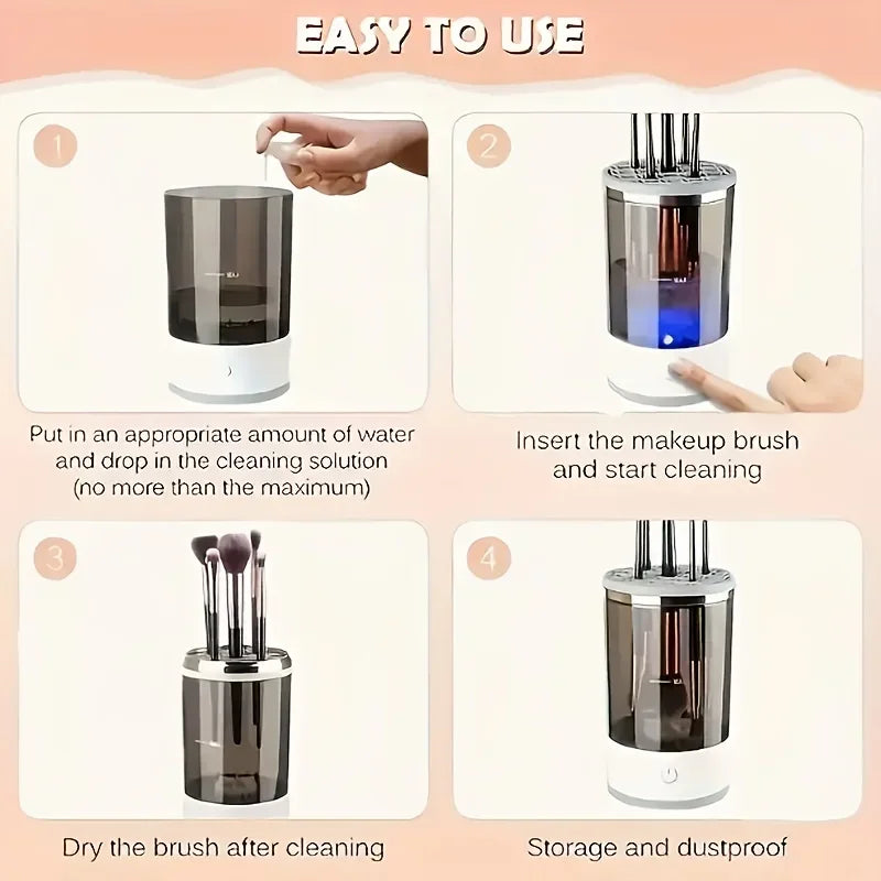 USB Powered Brush Washer & Dryer - Odorless Battery-Free Makeup Cleaner, Plug-and-Play Essential Beauty Accessory