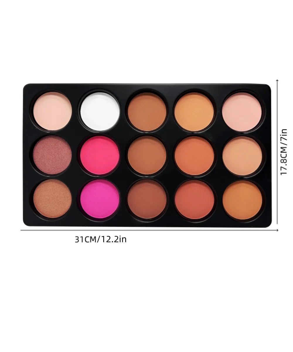12 Colors Blush Contour Highlighter Makeup Palette, Matte Face Blush Powder for Cheek, Bright Shimmer Bronzer Professional Facia
