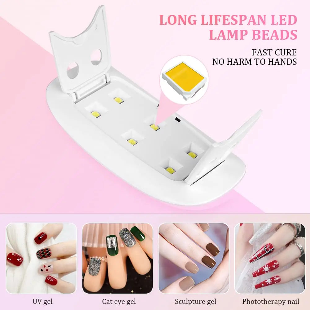 Professional Nail Art Kit with 54W UV Lamp Glue Dryer Polisher Dead Skin Remover Finger Separator Manicure Pedicure Home Use