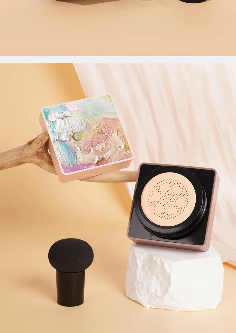 O'CHEAL Mushroom Cushion CC Cream Face Airy Coverage Long-lasting Moisturizing Waterproof Oil Control Concealer BB Cream Makeup
