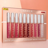 4pcs/10pcs/set Nude Lip Gloss Matte Velvet Lipstick Waterproof Long-lasting  Liquid Lipstick Women Moist Lip Tint