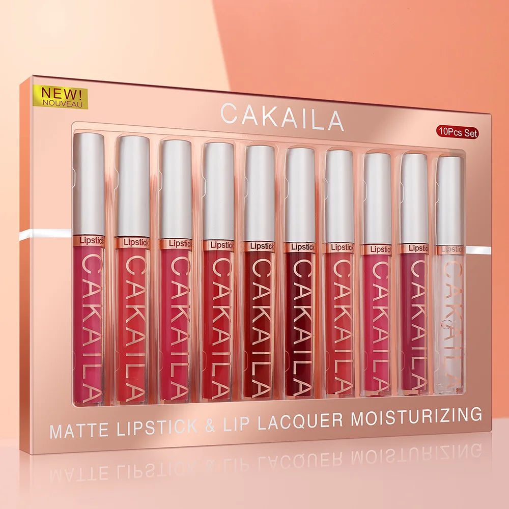 4pcs/10pcs/set Nude Lip Gloss Matte Velvet Lipstick Waterproof Long-lasting  Liquid Lipstick Women Moist Lip Tint